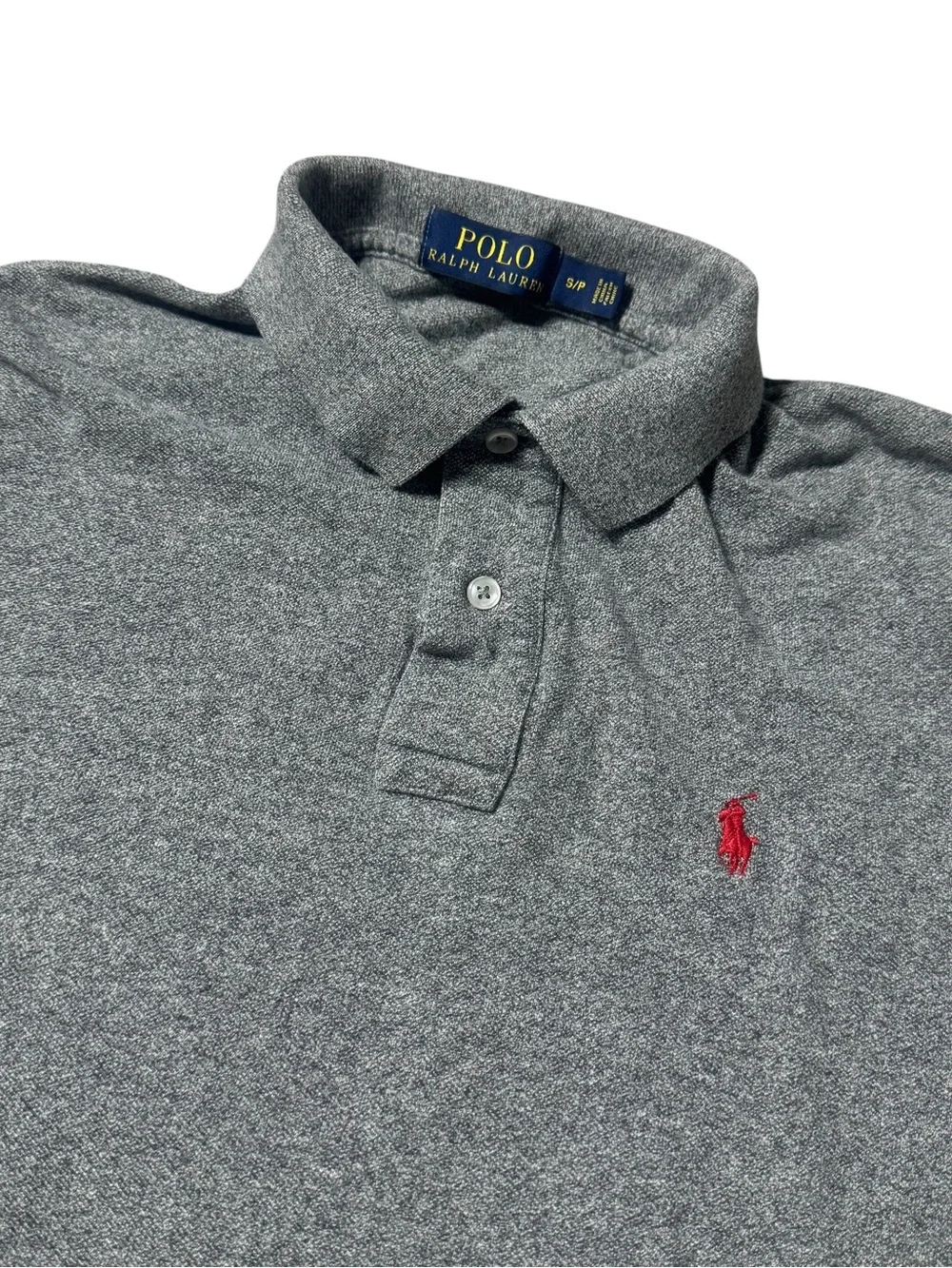 Polo Ralph Lauren Mens Polo Shirt Small S/P Heather Gray Short Sleeve Red Pony
